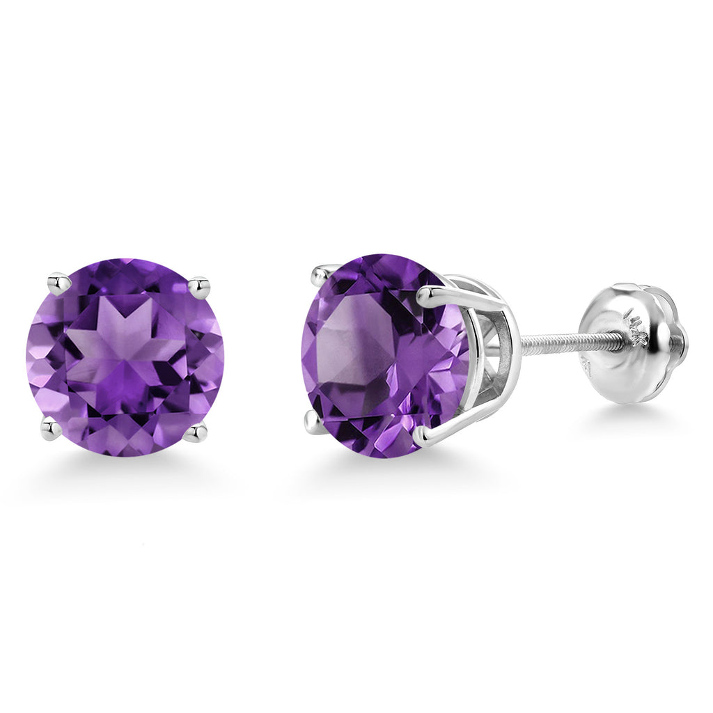 Amethyst - February_Earrings in 14K White Gold