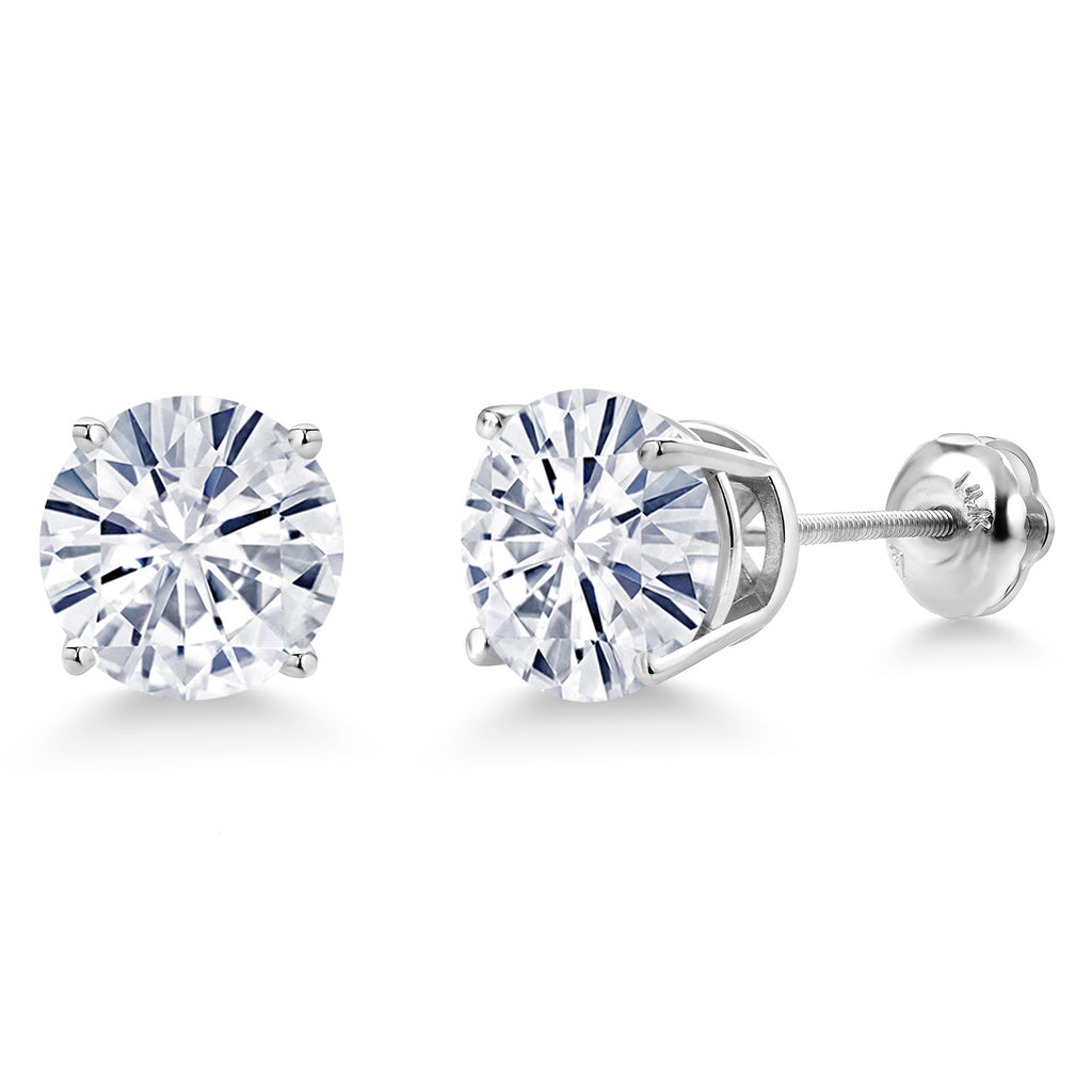 White Moissanite - April_Earrings in 14K White Gold