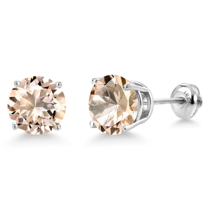 Morganite - October_Earrings in 14K White Gold