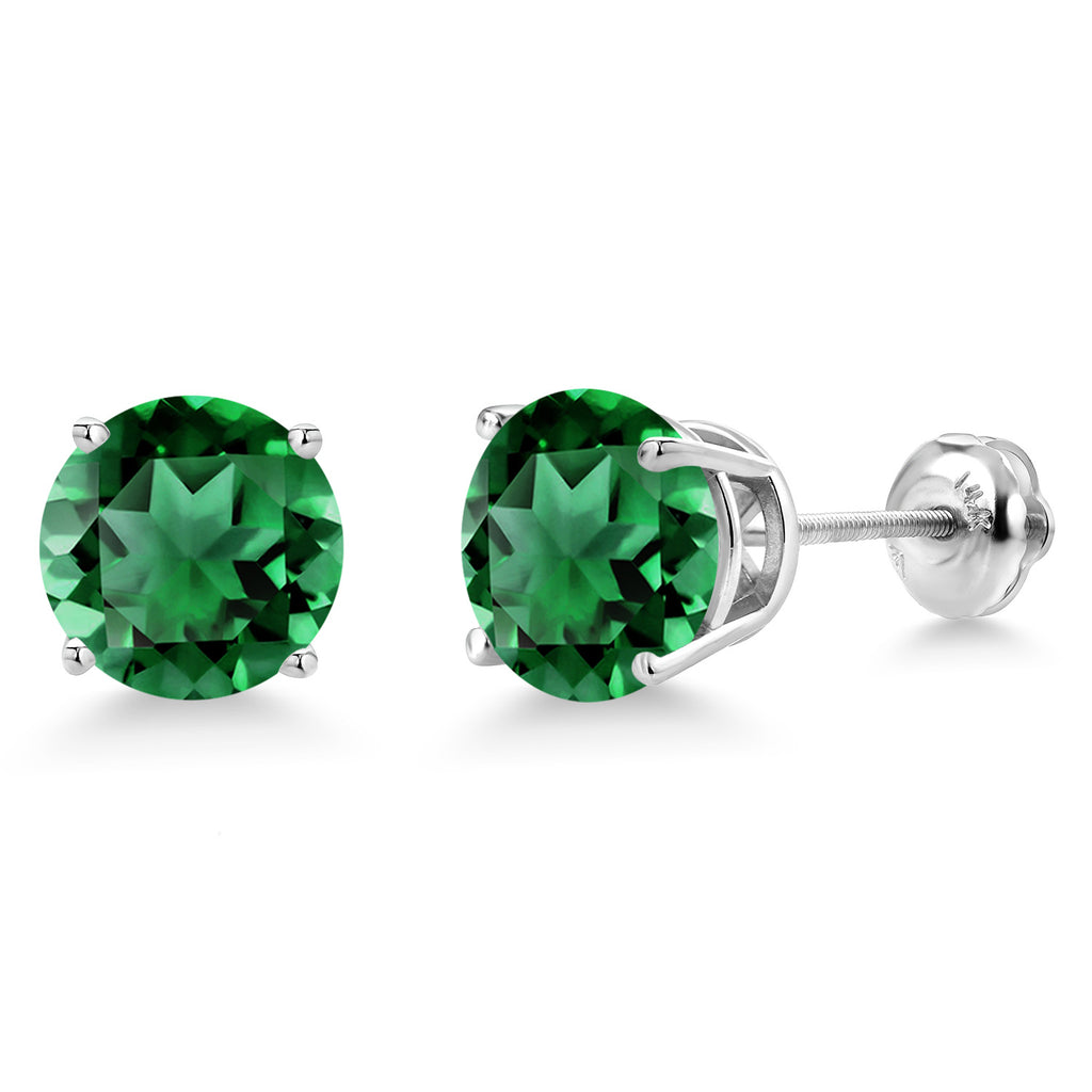 Nano Emerald - May_Earrings in 14K White Gold