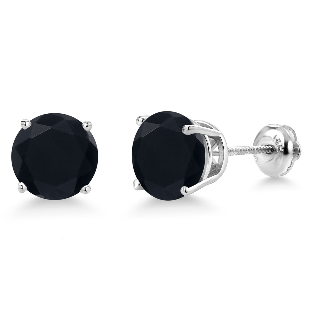 Onyx - December_Earrings in 14K White Gold