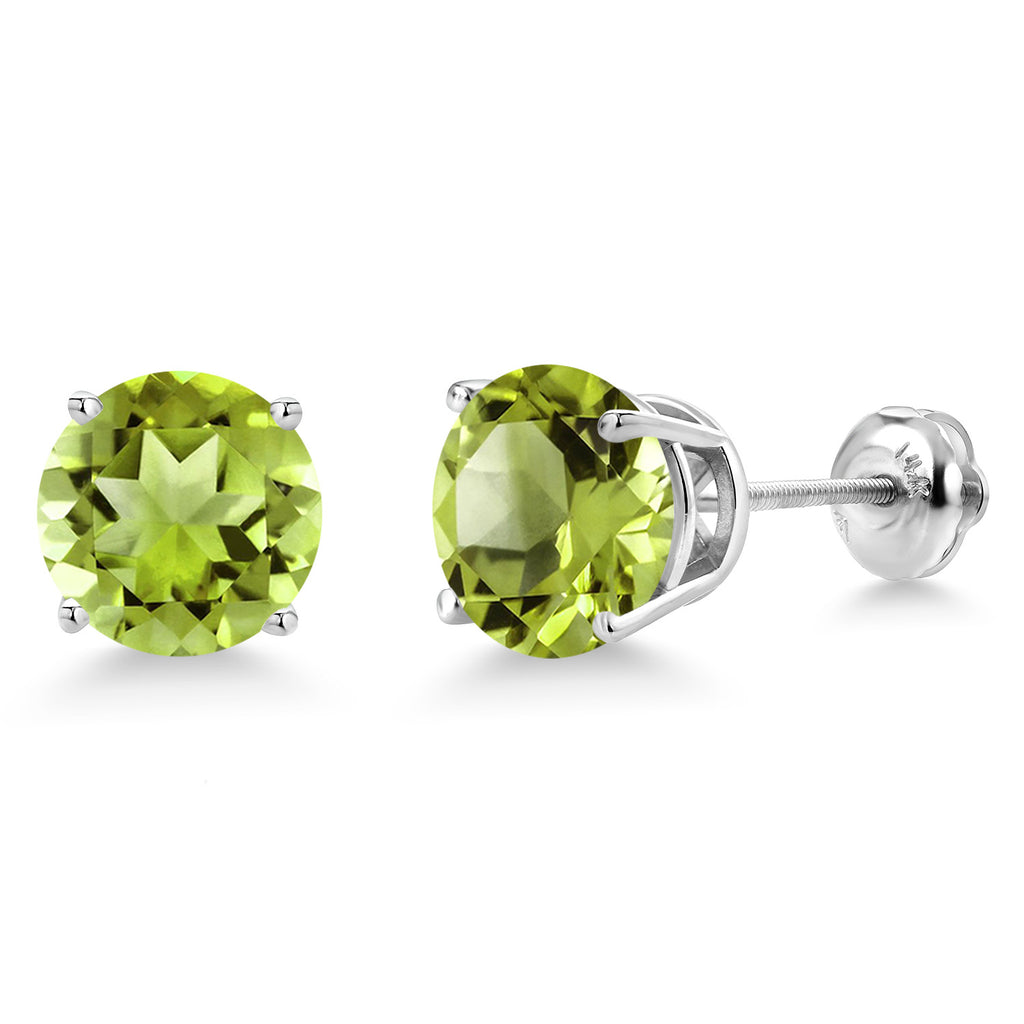 Peridot - August_Earrings in 14K White Gold