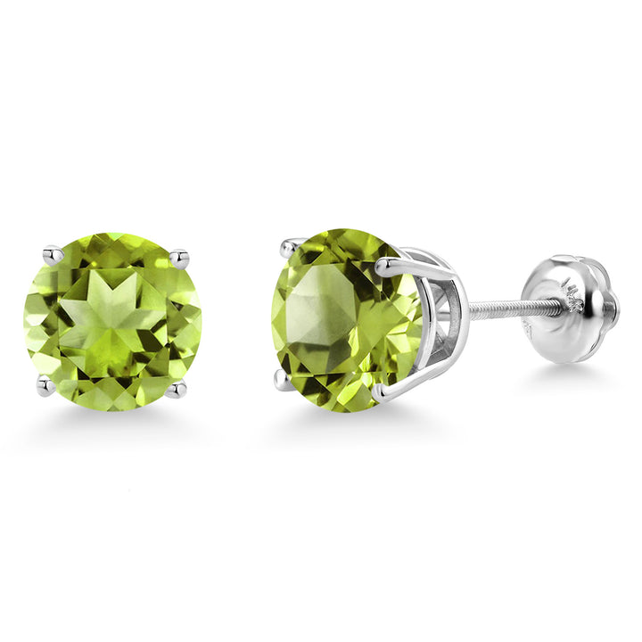 Peridot - August_Earrings in 14K White Gold