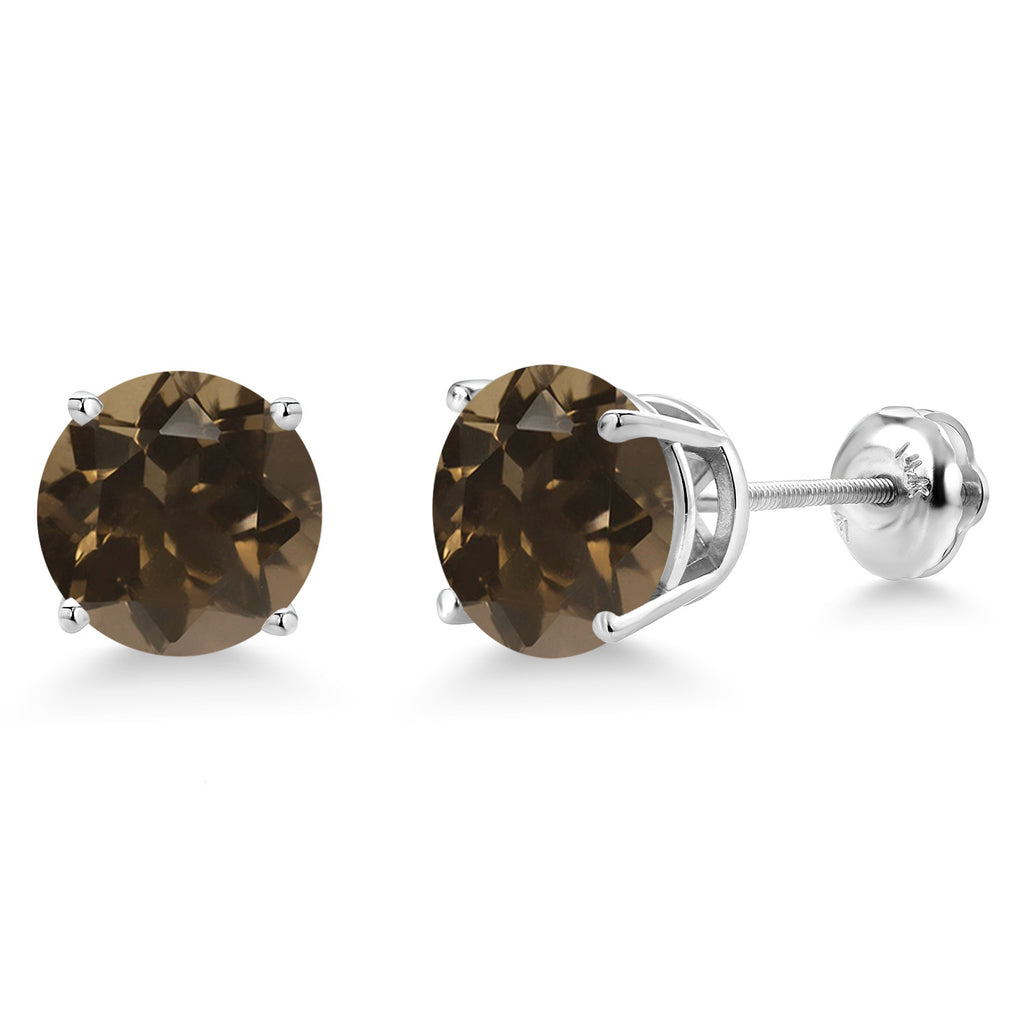 Smoky Quartz_Earrings in 14K White Gold