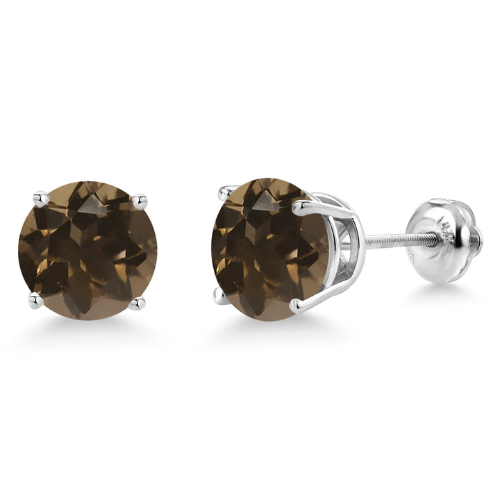 Smoky Quartz_Earrings in 14K White Gold