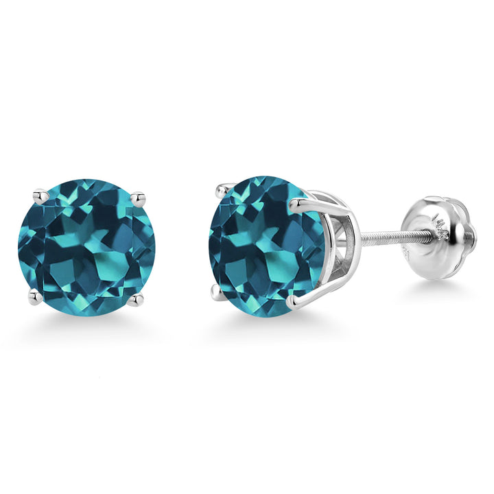 London Blue Topaz - November_Earrings in 14K White Gold