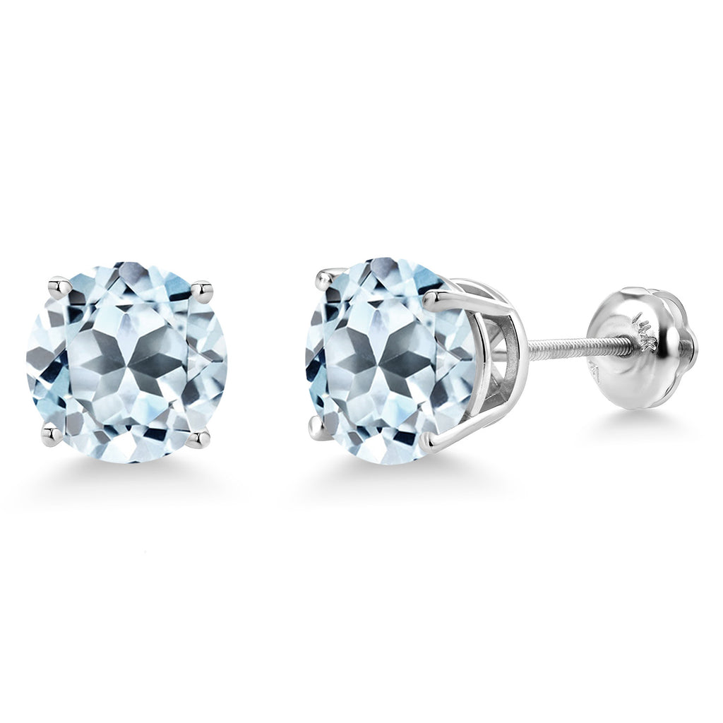 Sky Blue Topaz - November_Earrings in 14K White Gold