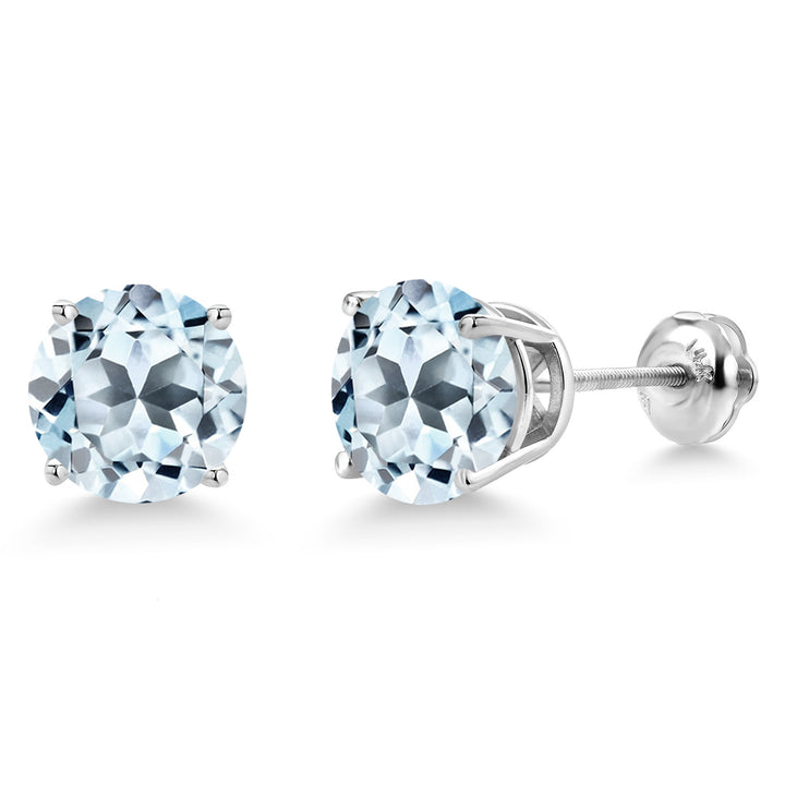 Sky Blue Topaz - November_Earrings in 14K White Gold