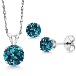 Pendant Earrings Set in 14K White Gold