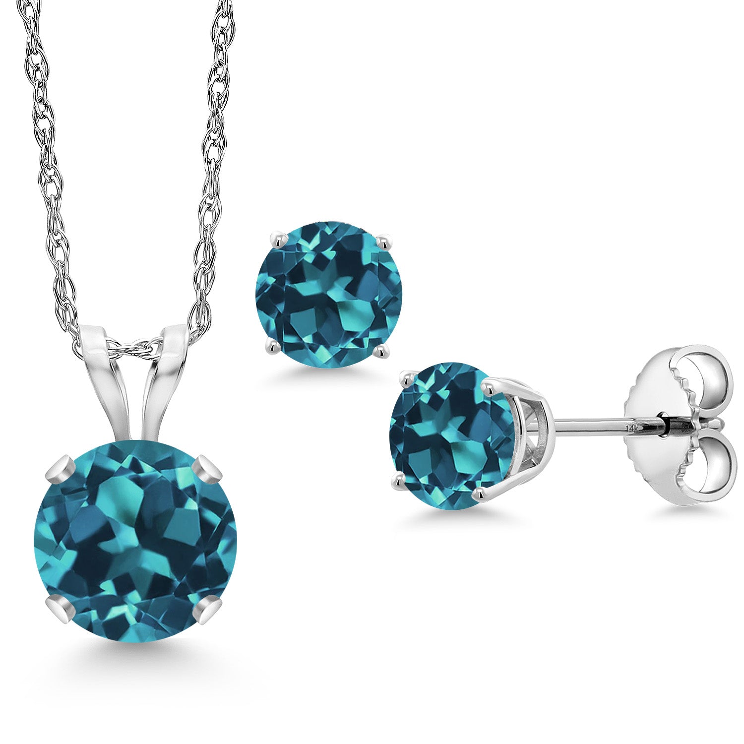 Pendant Earrings Set in 14K White Gold