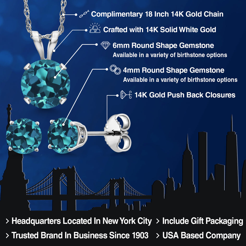 Pendant Earrings Set in 14K White Gold