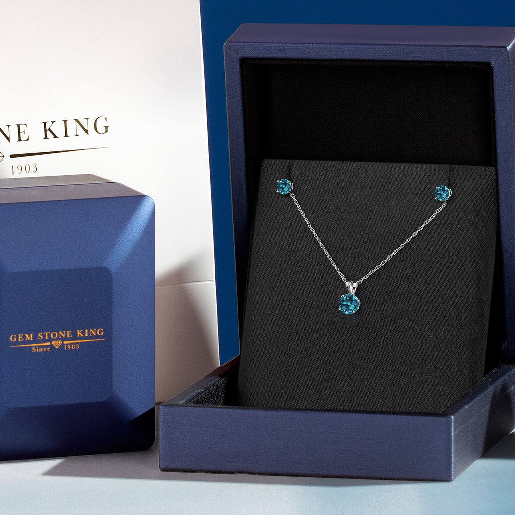 Pendant Earrings Set in 14K White Gold