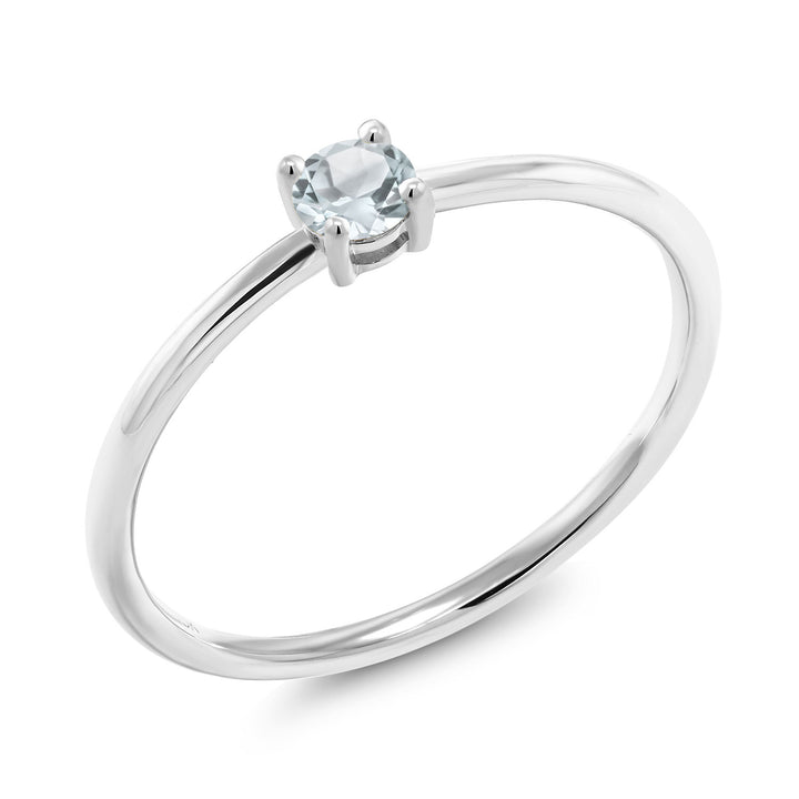 Aquamarine - March_5_Ring in 10K White Gold