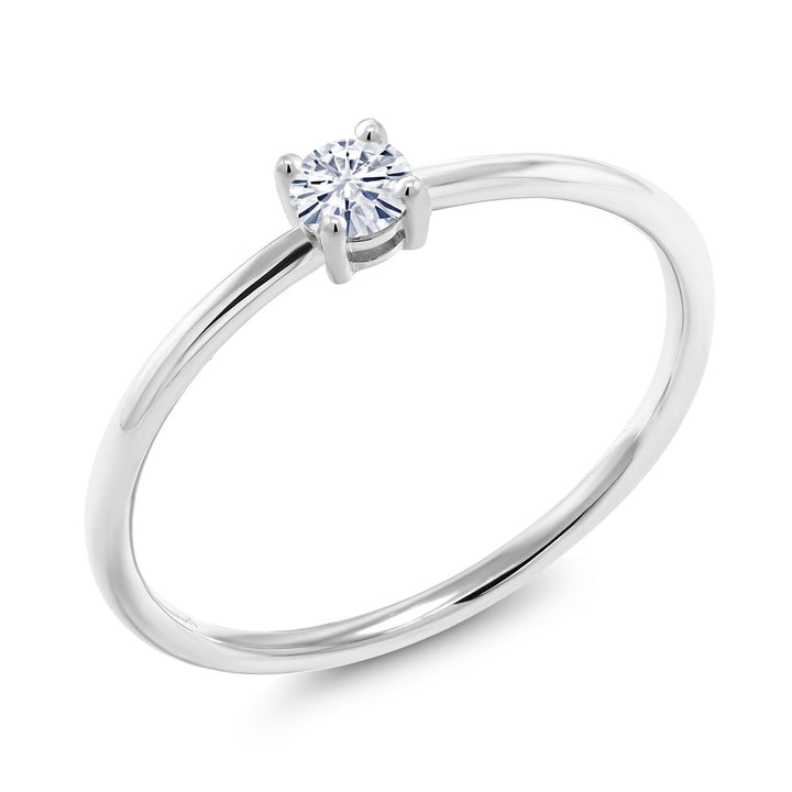 White Moissanite - April_5_Ring in 10K White Gold