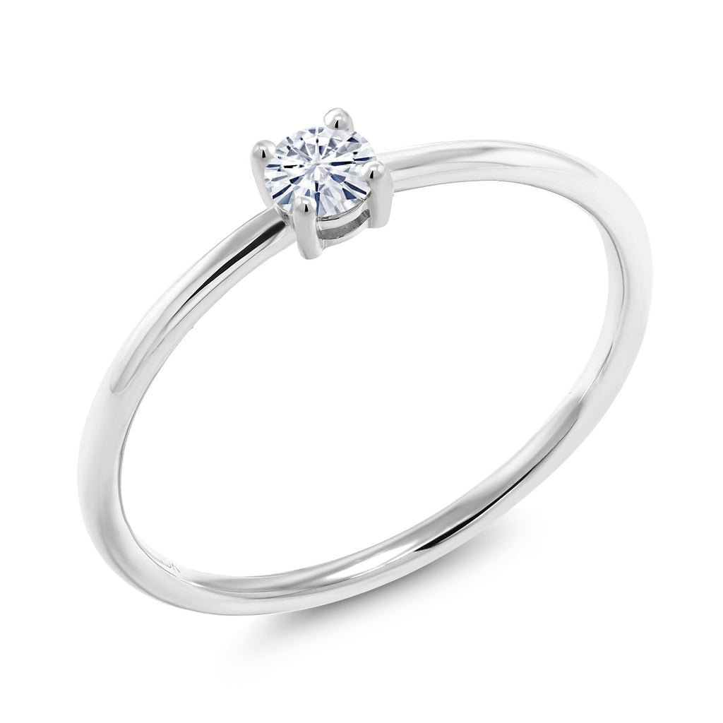 White Moissanite - April_5_Ring in 10K White Gold