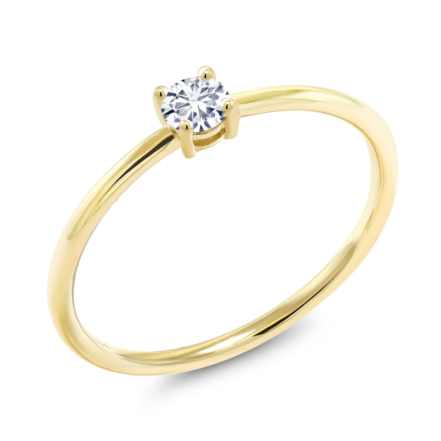 White Moissanite - April_6_Ring in 10K Yellow Gold