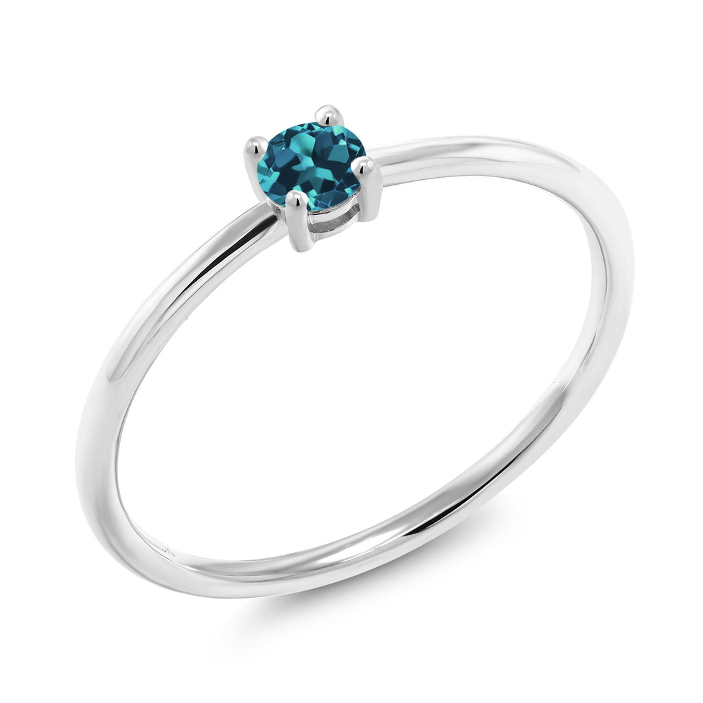 London Blue Topaz - November_9_Ring in 10K White Gold