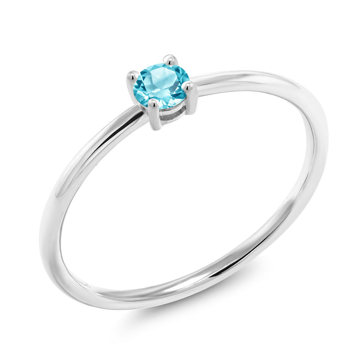 Swiss Blue Topaz - November_5_Ring in 10K White Gold