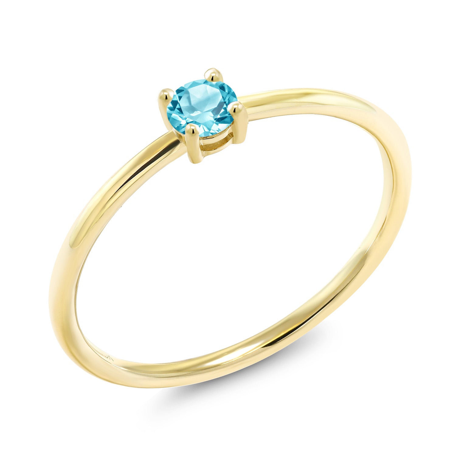 Swiss Blue Topaz - November_6_Ring in 10K Yellow Gold