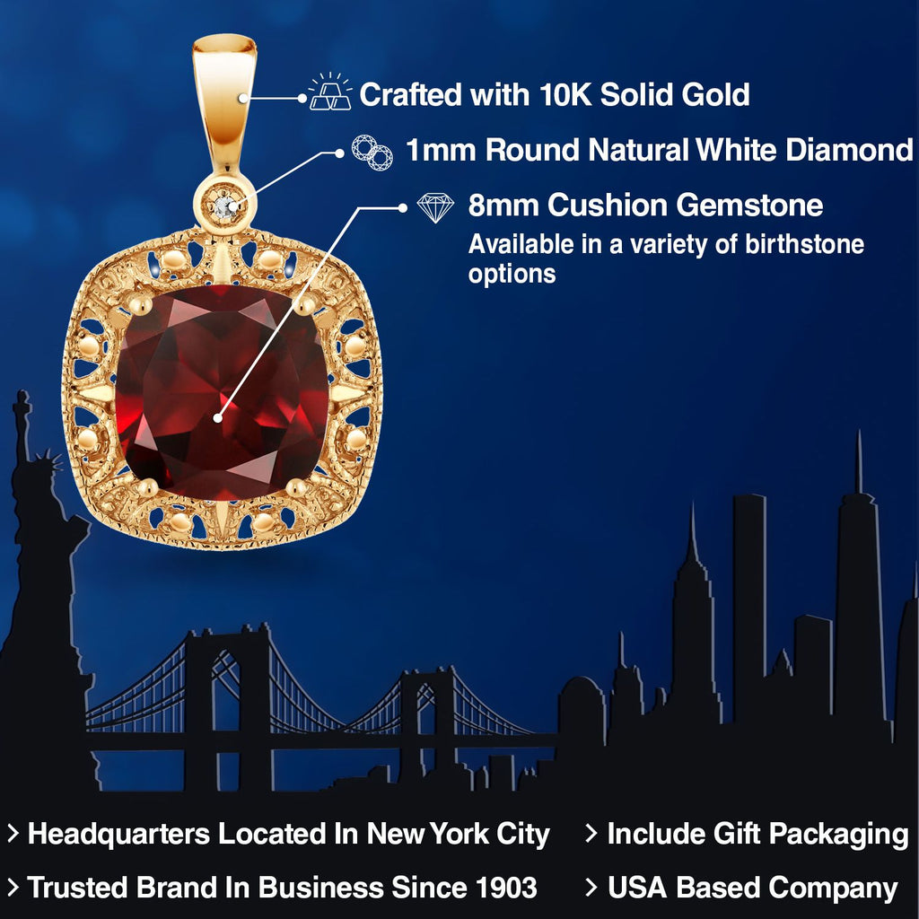 Garnet_Pendant in 10K Yellow Gold