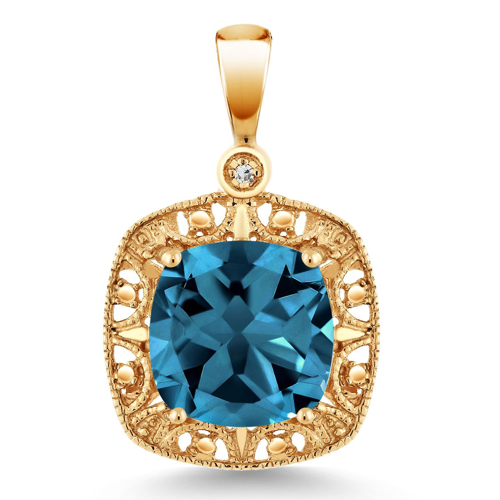 London Blue Topaz_Pendant in 10K Yellow Gold