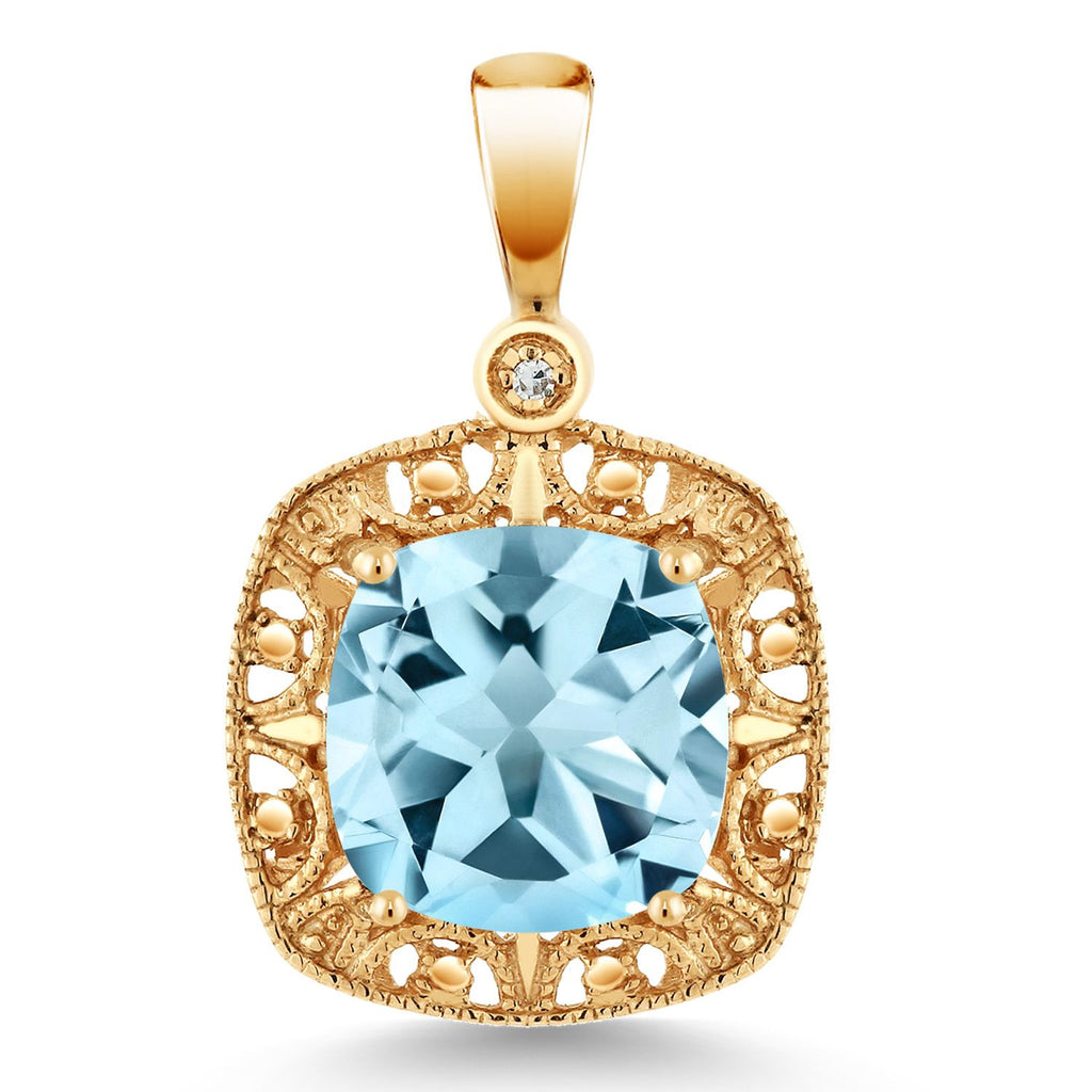 Sky Blue Topaz_Pendant in 10K Yellow Gold