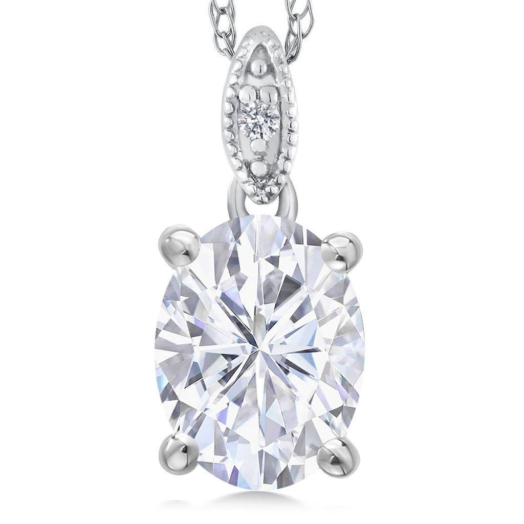 White Moissanite - April_Pendant in 10K White Gold