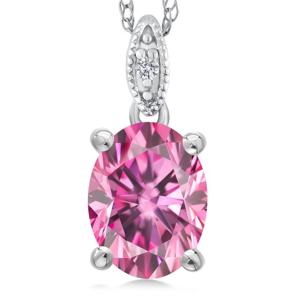 Pink Moissanite - April_Pendant in 10K White Gold
