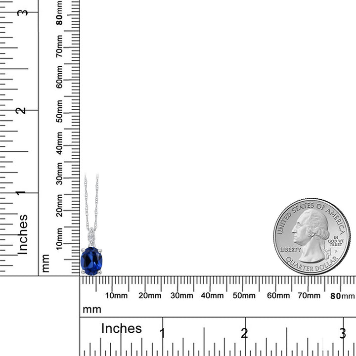 Blue Created Sapphire - September_Pendant in 10K White Gold