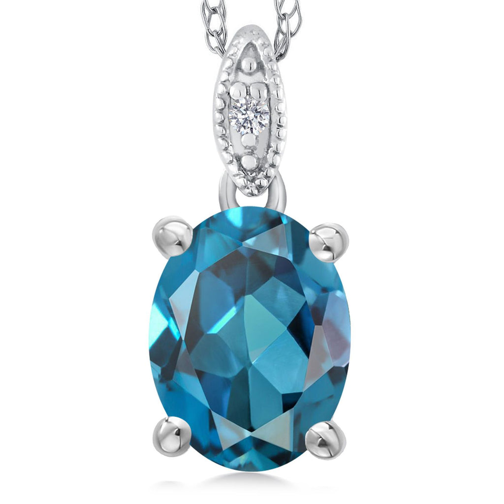 London Blue Topaz - November_Pendant in 10K White Gold