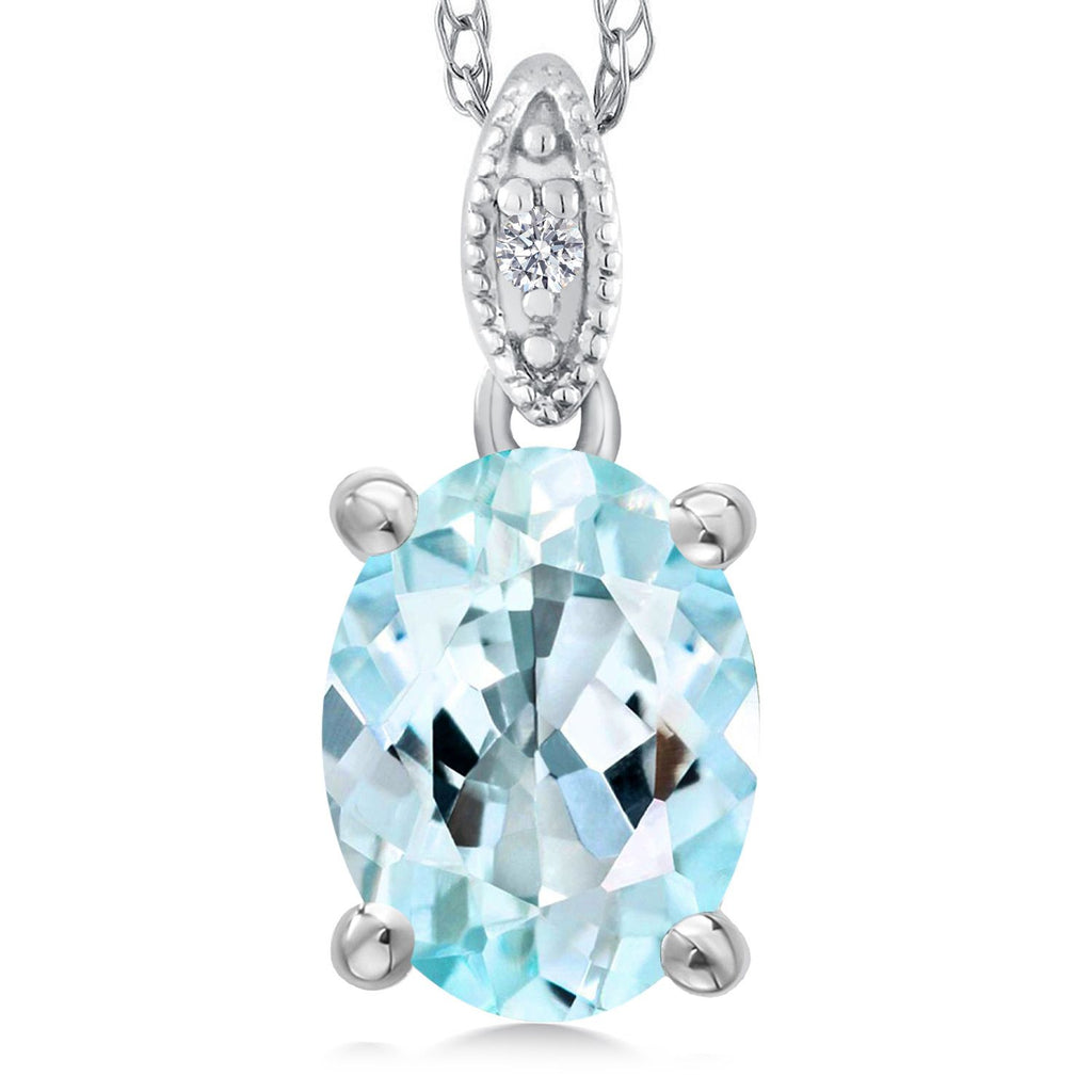 Sky Blue Topaz - November_Pendant in 10K White Gold