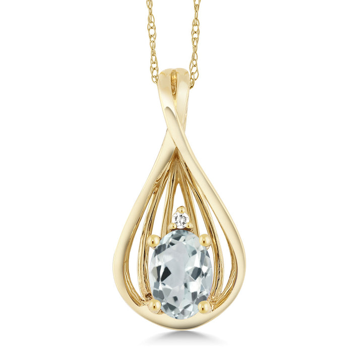 Aquamarine - March_Pendant in 10K Yellow Gold