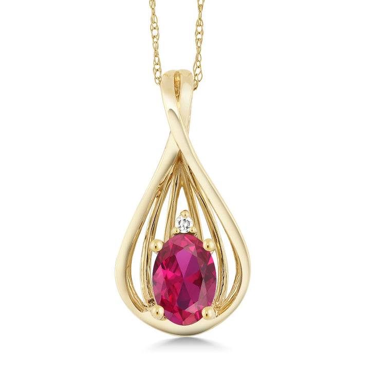 Created Ruby - July_Pendant in 10K Yellow Gold