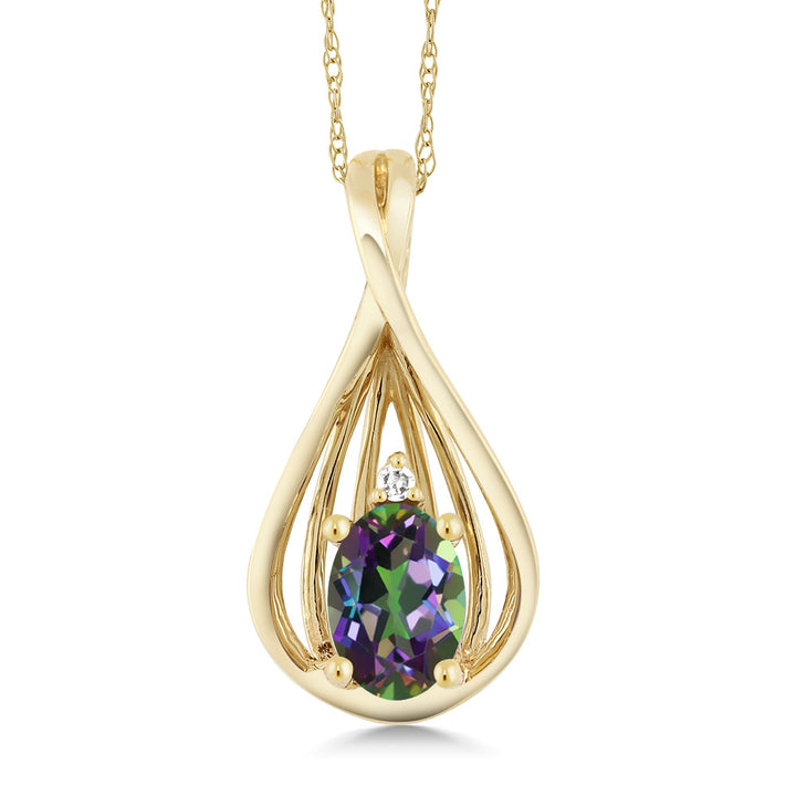 Green Mystic Topaz_Pendant in 10K Yellow Gold