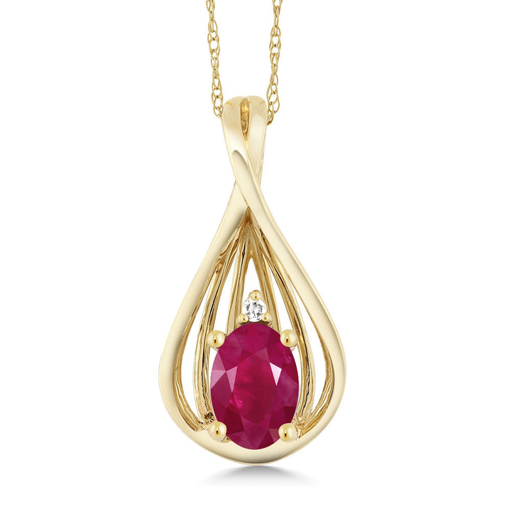 Ruby - July_Pendant in 10K Yellow Gold