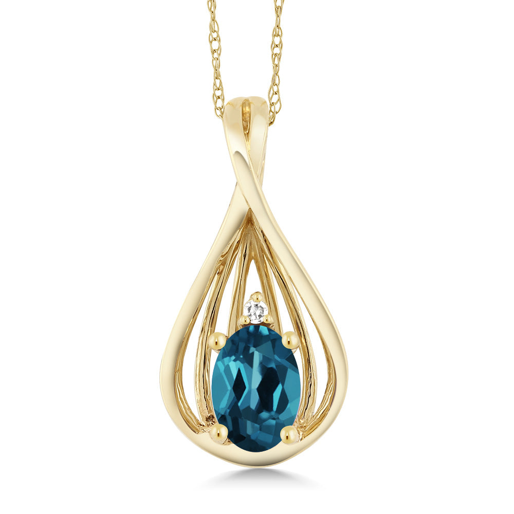 London Blue Topaz - November_Pendant in 10K Yellow Gold