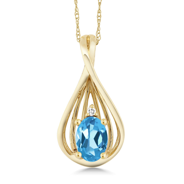 Swiss Blue Topaz - November_Pendant in 10K Yellow Gold