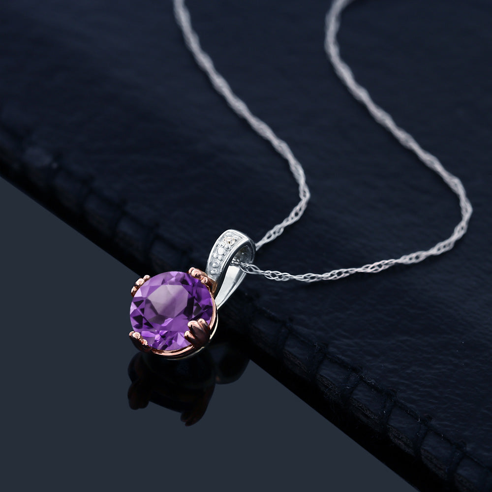 Amethyst - February_Pendant in 10K Two Tone Gold