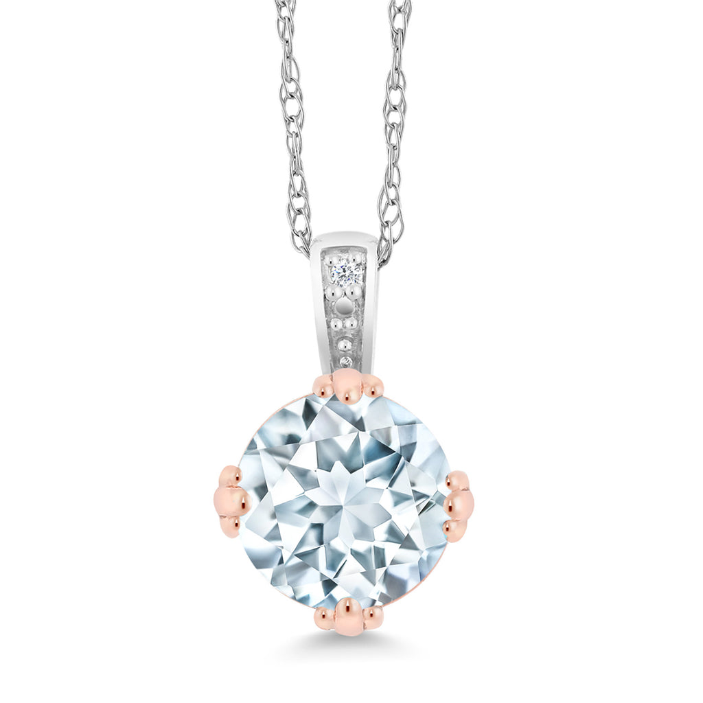 Aquamarine - March_Pendant in 10K Two Tone Gold