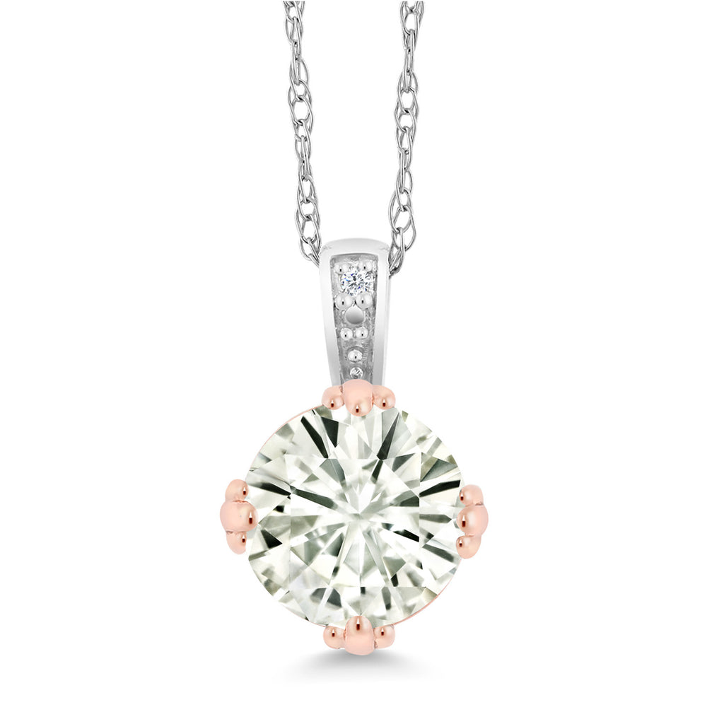 Moissanite - April_Pendant in 10K Two Tone Gold