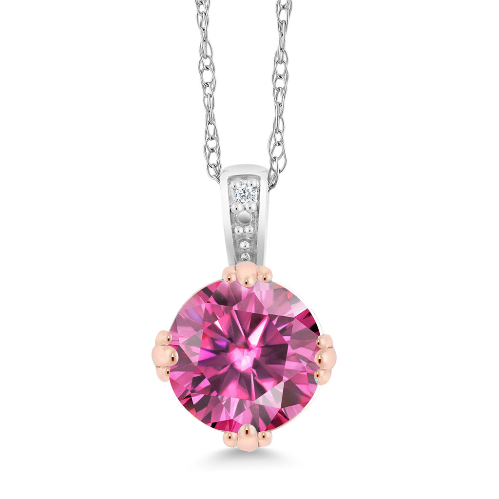 Pink Moissanite - April_Pendant in 10K Two Tone Gold