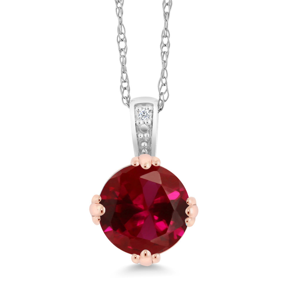 Created Ruby - July_Pendant in 10K Two Tone Gold