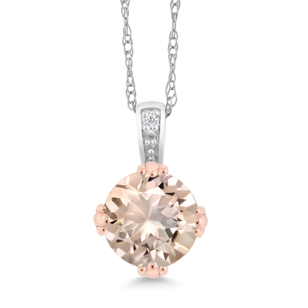 Morganite - October_Pendant in 10K Two Tone Gold