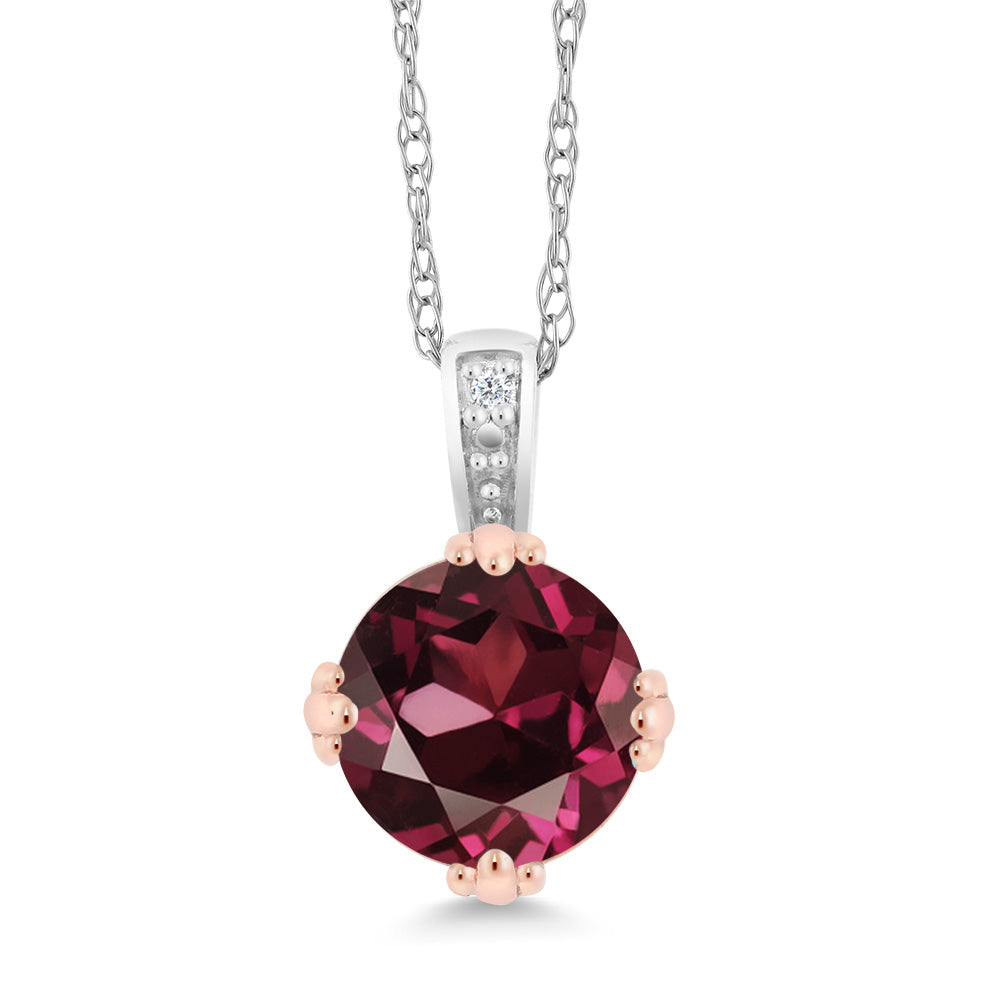 Rhodolite Garnet_Pendant in 10K Two Tone Gold