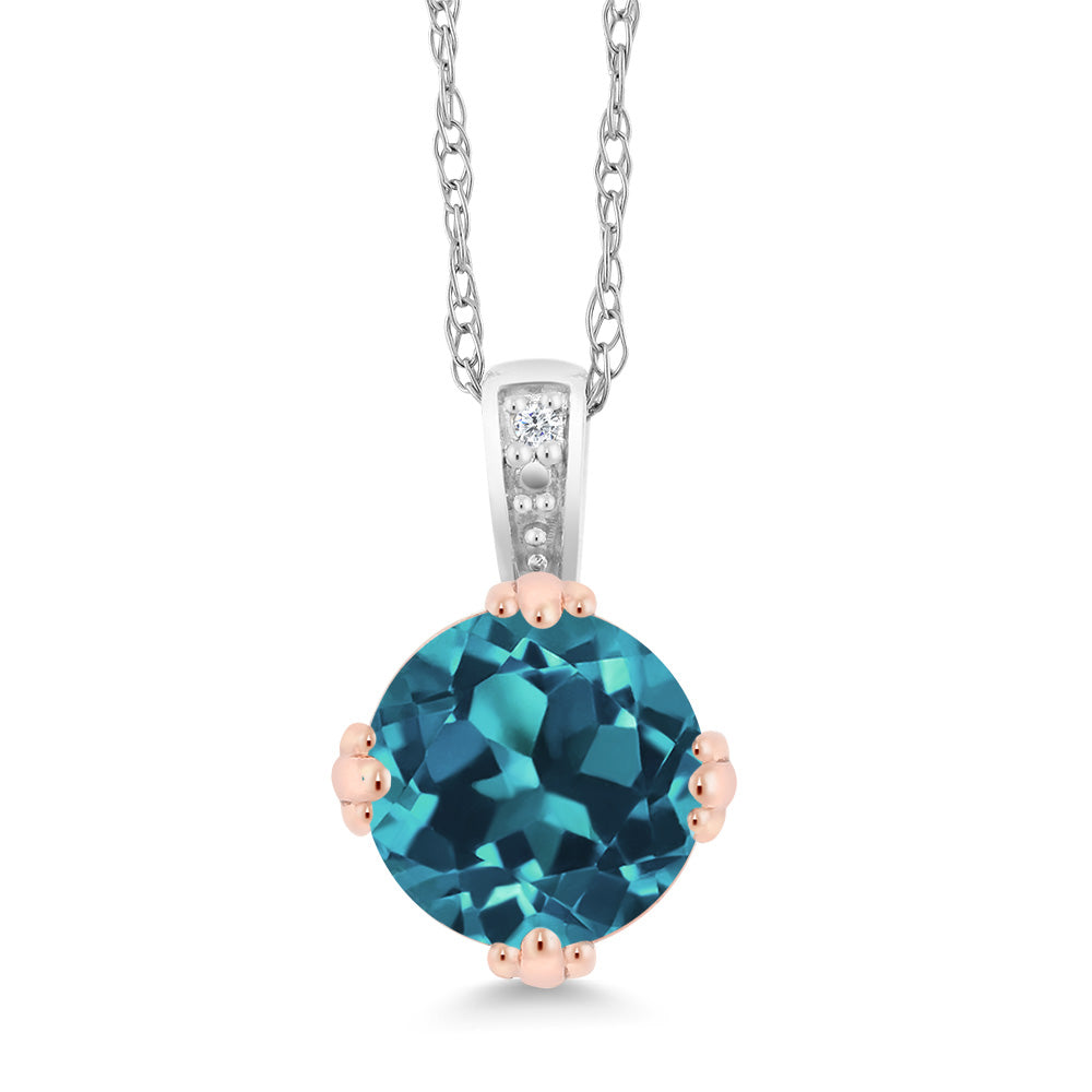London Blue Topaz - November_Pendant in 10K Two Tone Gold