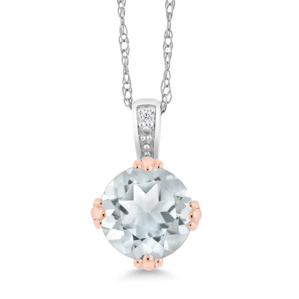Sky Blue Topaz - November_Pendant in 10K Two Tone Gold