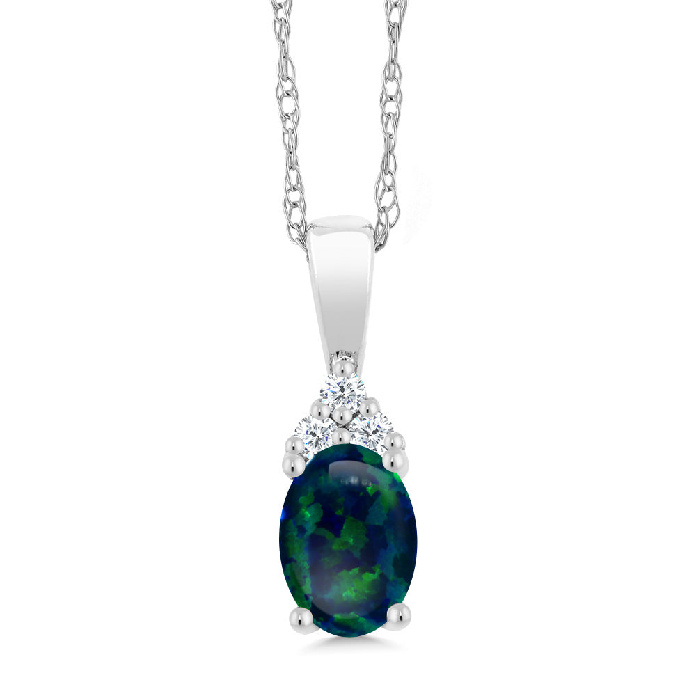 Green Opal_Pendant in 10K White Gold