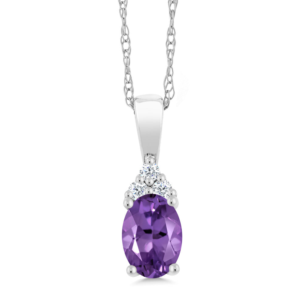 Amethyst and Diamond_Pendant in 10K White Gold