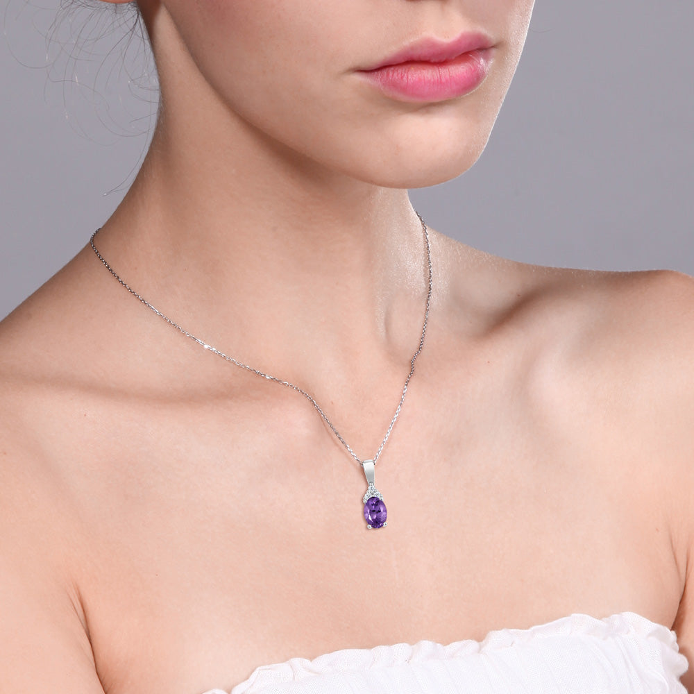 Amethyst and Diamond_Pendant in 10K White Gold