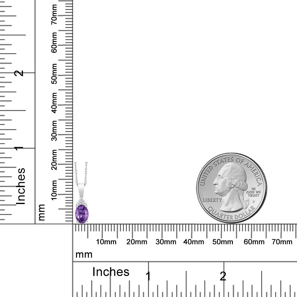Amethyst and Diamond_Pendant in 10K White Gold
